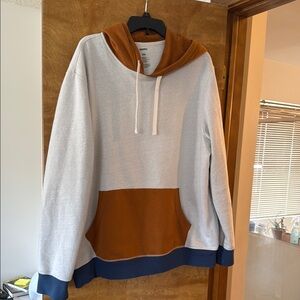 Men's Cream, Tan with Blue trim Hoodie